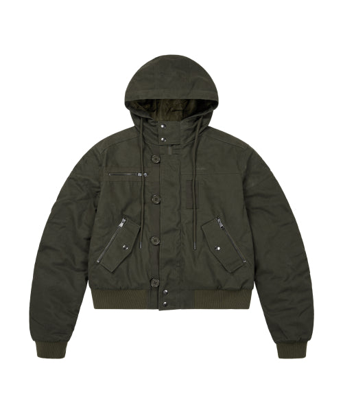 Button Placket Cotton Ma-1 Jacket (Khaki)