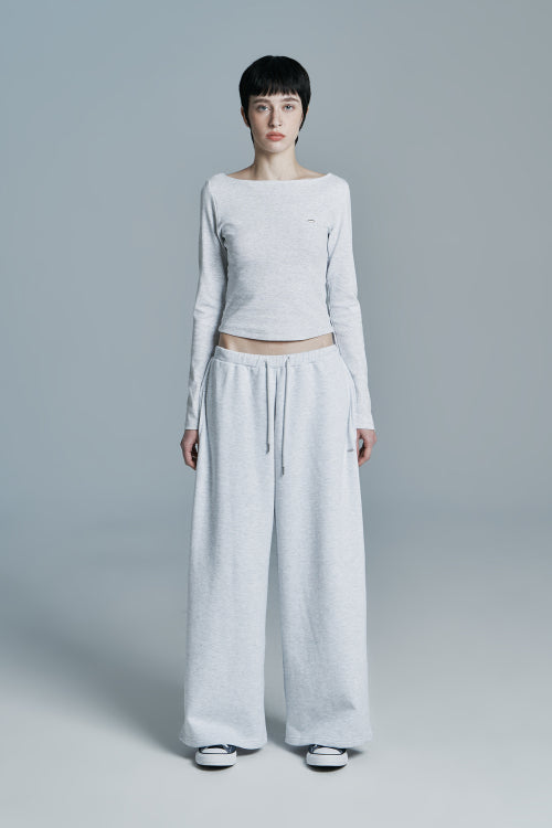 SANDY BOAT NECK LONG SLEEVE WHITE MELANGE