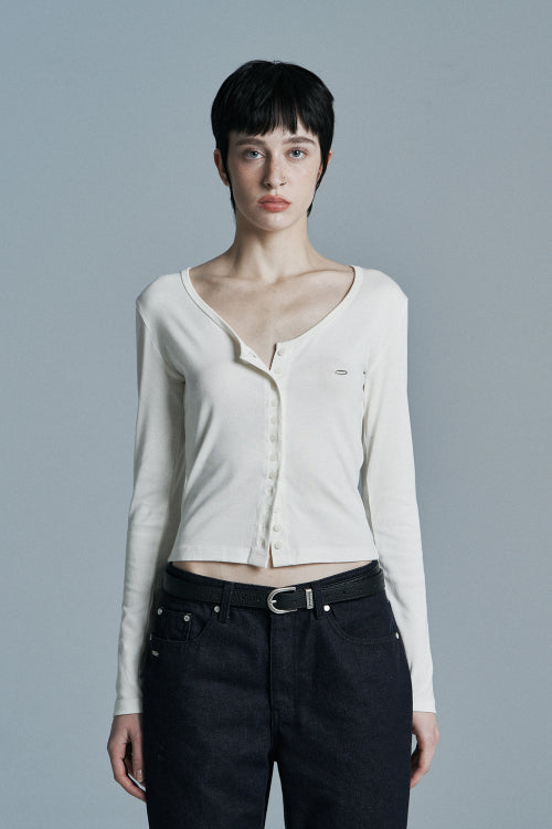 BUTTON LONG SLEEVE CARDIGAN CREAM
