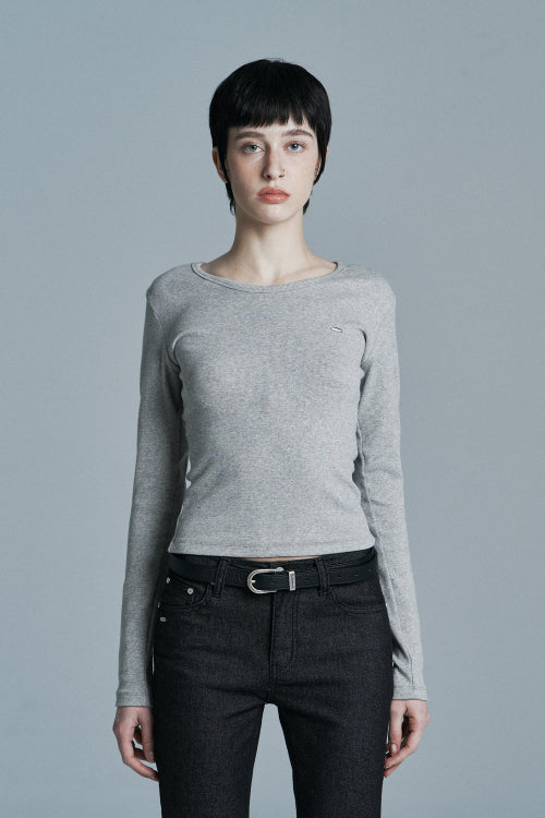 MAY U-NECK LONG SLEEVE MELANGE