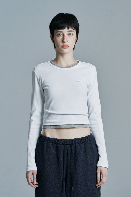 ROUND CROP LONG SLEEVE WHITE