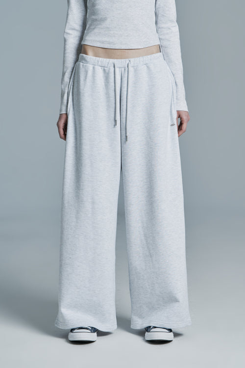 PLUS WIDE SWEATPANTS WHITE MELANGE