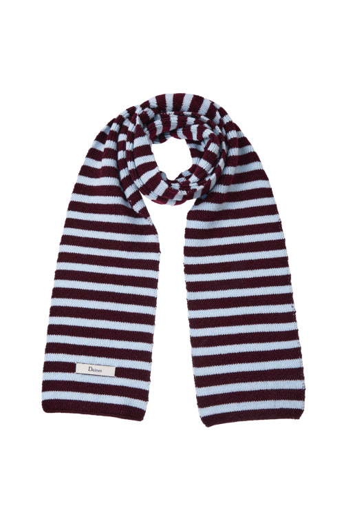 STRIPE LONG MUFFLER IN BURGUNDY