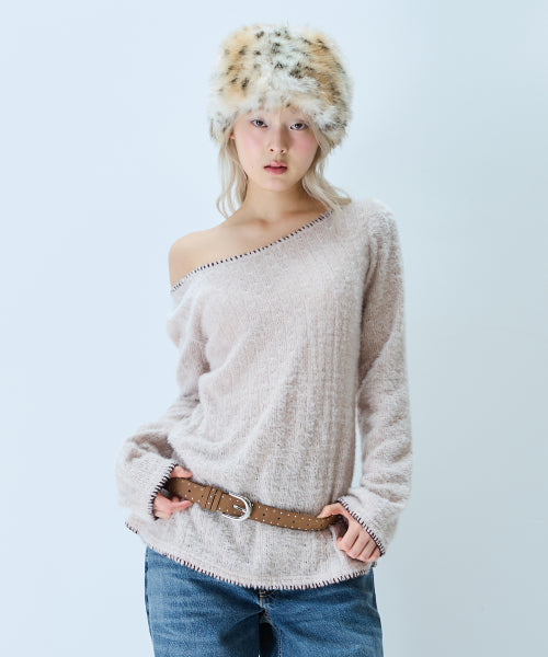 L21 SNOW PLUFFY MINI DRESS TOP(BEIGE)