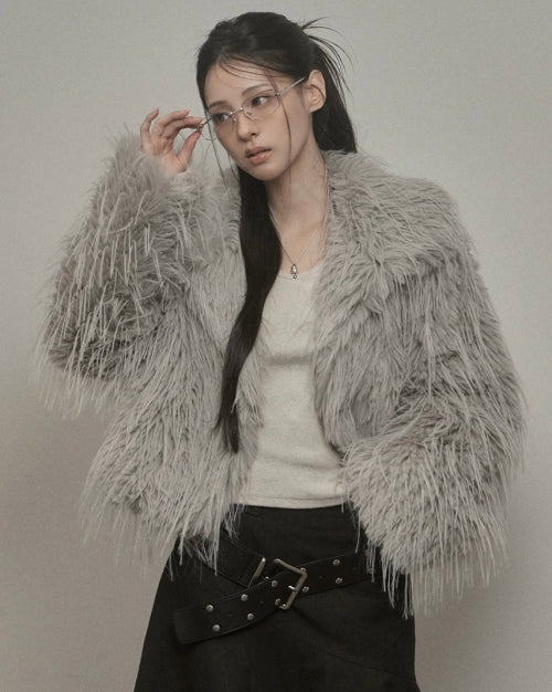 Shaggy Fur Jacket (light gray)