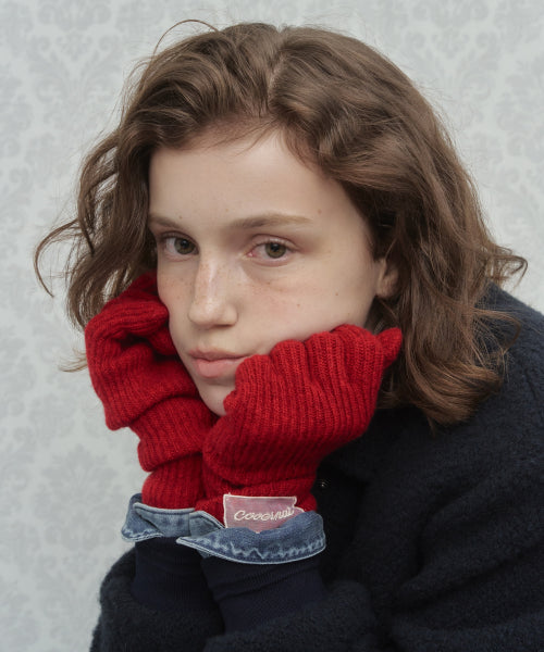 WOMAN CLOVER HEART MELANGE TIP LAMBSWOOL GLOVES