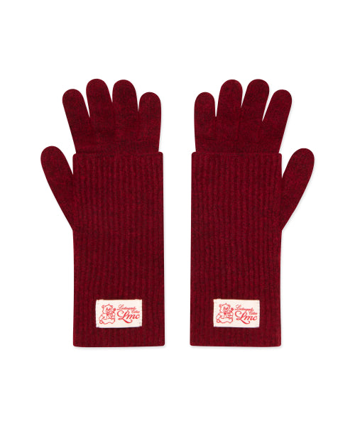 LAYERED KNIT GLOVES burgundy