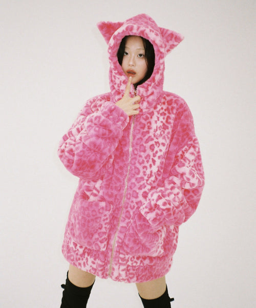 Cat Leopard Jacket - Pink
