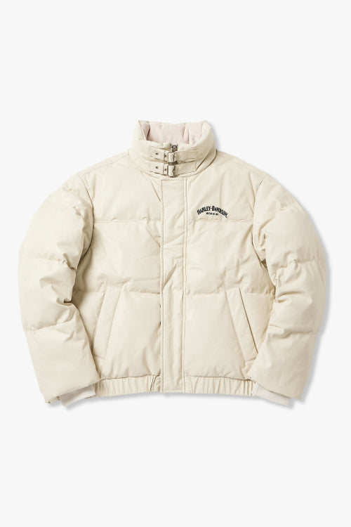 High-neck Semitic Leather Down_Cream HH16104001