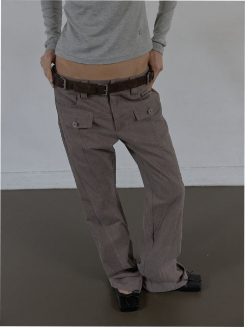 MULTI BUCKLE SUEDE BELT / BROWN