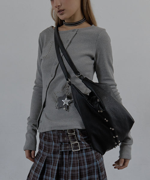 STUDDED TWO-WAY BIG BAG / BLACK