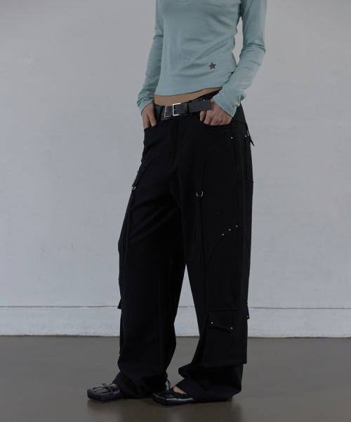 WESTERN STUDDED SLACKS / BLACK