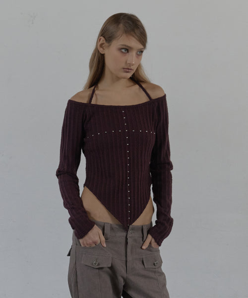 WESTERN CROSS TOP / BURGUNDY