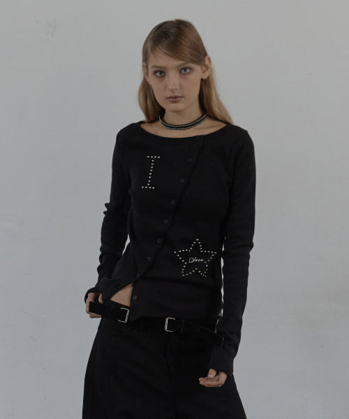 STAR BUTTON TOP / BLACK