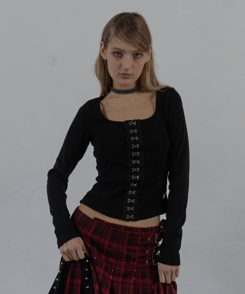 HOOK LONG SLEEVE TOP / BLACK