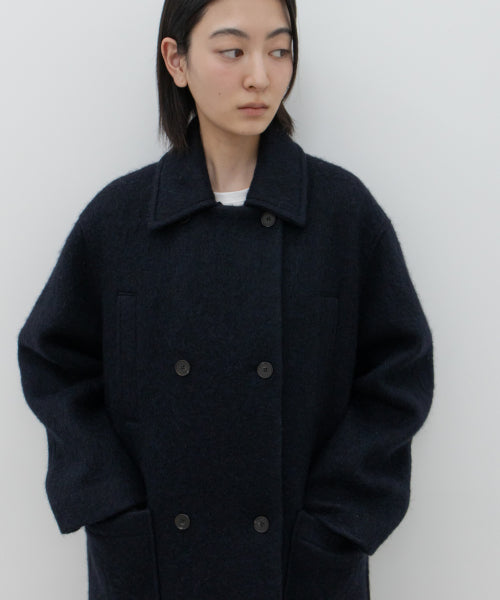 WOOL DOUBLE BREASTED PEA COAT / NAVY