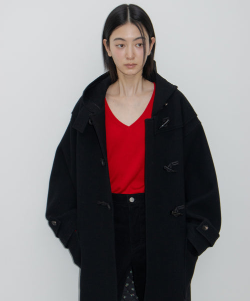 LONG DUFFLE COAT / BLACK