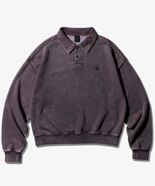 EZ Pigment Dyed Collar Sweatshirt Burgundy SJMT6917