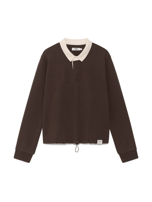 G CONTRAST POLO LONG SLEEVE (BROWN)