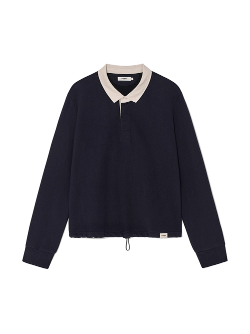 G CONTRAST POLO LONG SLEEVE (NAVY)