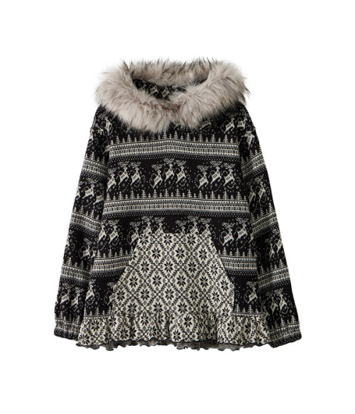 Nordic Oversized Knit Hoodie