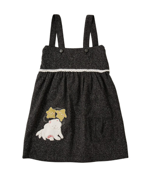 Buttoned Wool Sleeveless Dress_Charcoal