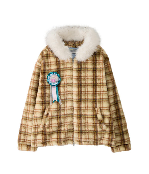 Check Fur Hood Jumper