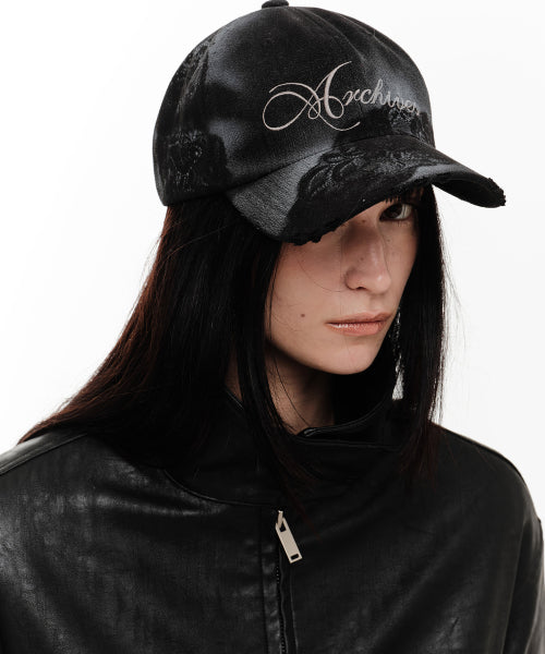 LACE SPRAYED CAP (BLACK)