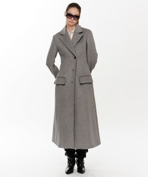 HOURGLASS MAXI WOOL COAT (GREY)