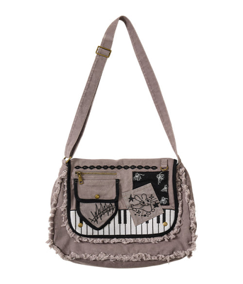 Damage Washed Cross Bag_Charcoal