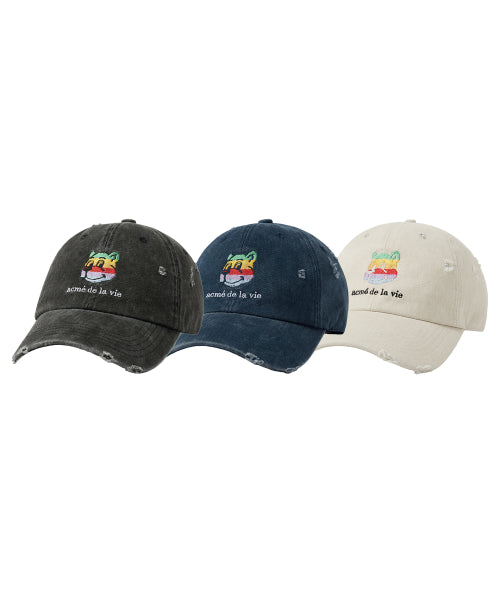 COLORFUL AC BEAR EMBO DAMAGE BALL CAP (3COLOR)