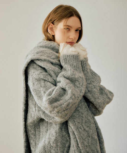 lotsyou_Colette Cable Muffler Melange Gray