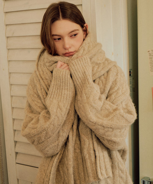 lotsyou_Colette Cable Muffler Beige