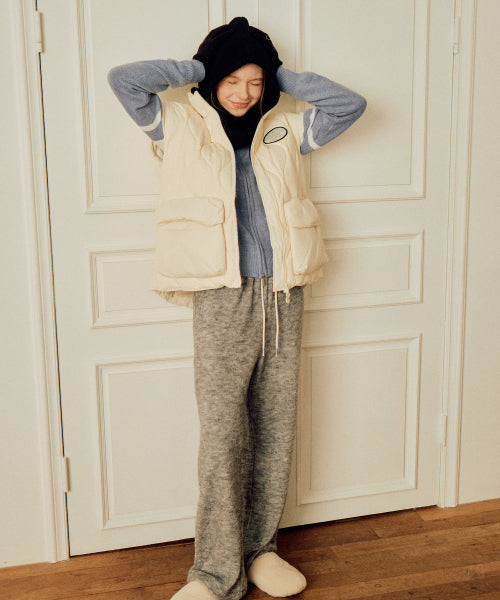 lotsyou_Softie Wide Banding Pants Melange Gray