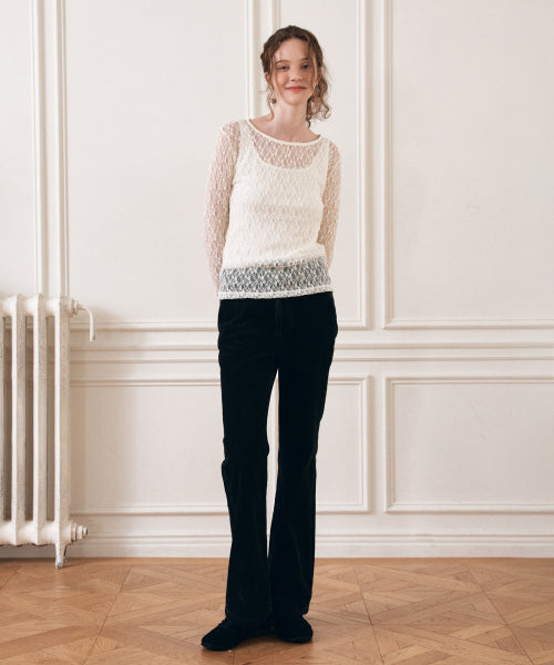 lotsyou_Isabel Corduroy Bootcut Pants Black