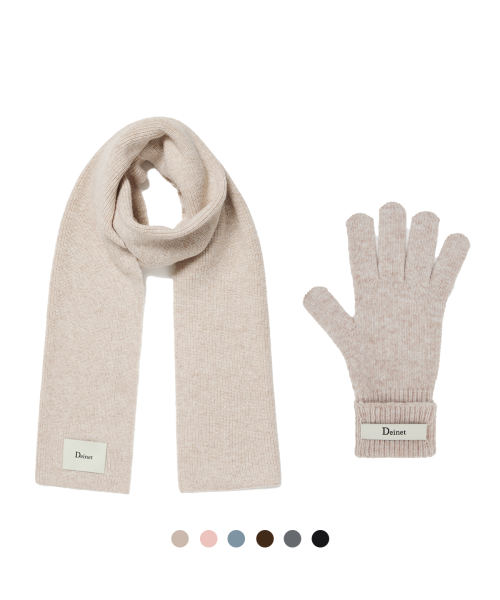 [SET] WOOL BASIC MUFFLER + GLOVES