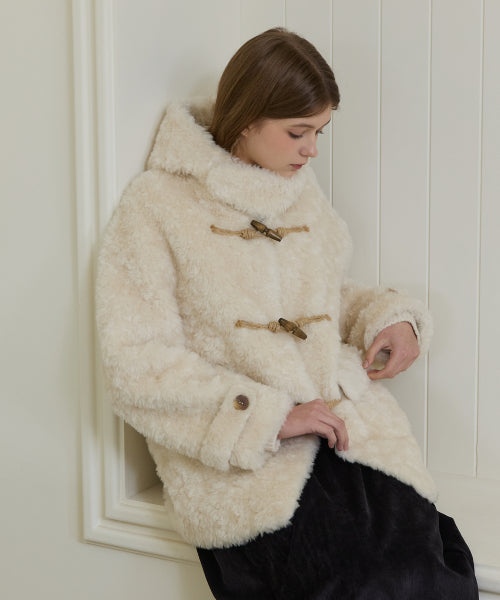Hoody Fleece Coat (ivory)