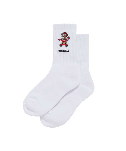 AC BEAR SANTA SOCKS WHITE