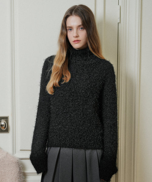 High Neck Loose Fit Knit (Black)