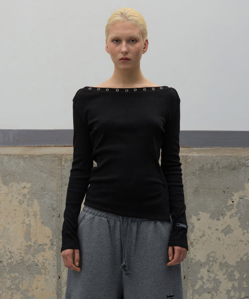Snap Button Unbalanced Top - Black