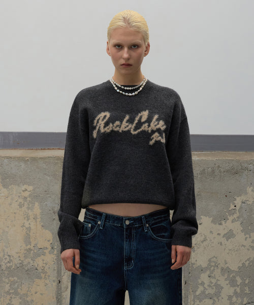 Script Logo Mohair Knit - Charcoal