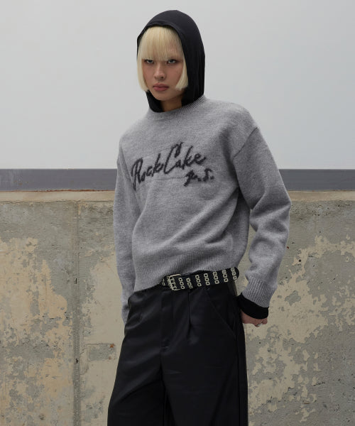 Script Logo Mohair Knit - Gray