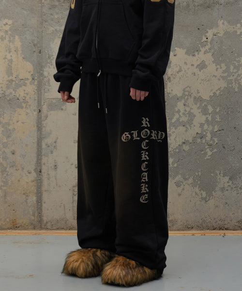 Washed Cross Lettering 2way Jogger - Black