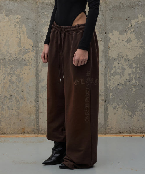 Washed Cross Lettering 2way Jogger - Brown