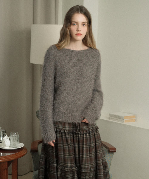 Boat-neck Loosefit Basic Knit (Charcoal)
