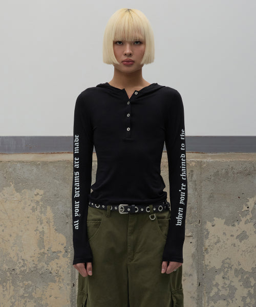 Sleeve Lettering Hoodie - Black