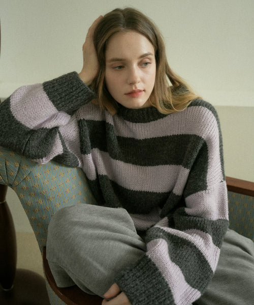 Wool Color Scheme Striped Knit (Charcoal)