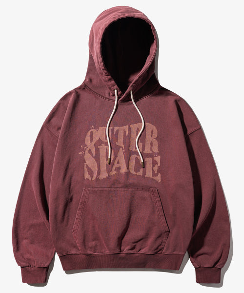 Space Pigment Dyed Hoodie Burgundy KHHD6921
