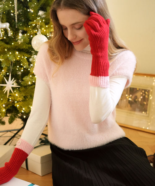 Round Neck Half Sleeve Knit (Pink)