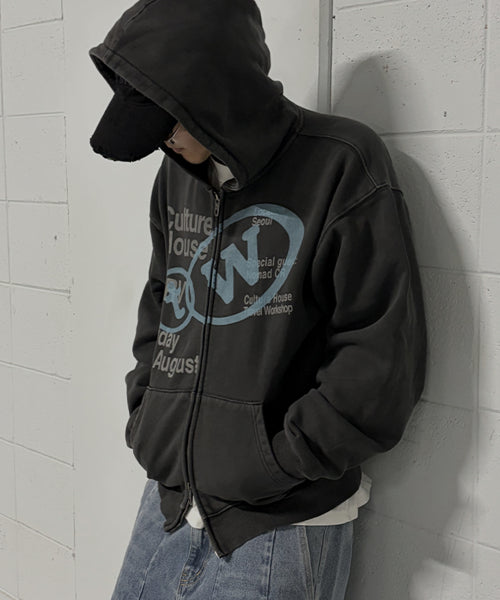 CULTURE HOUSE HOOD ZIP UP BLACK CHARCOAL